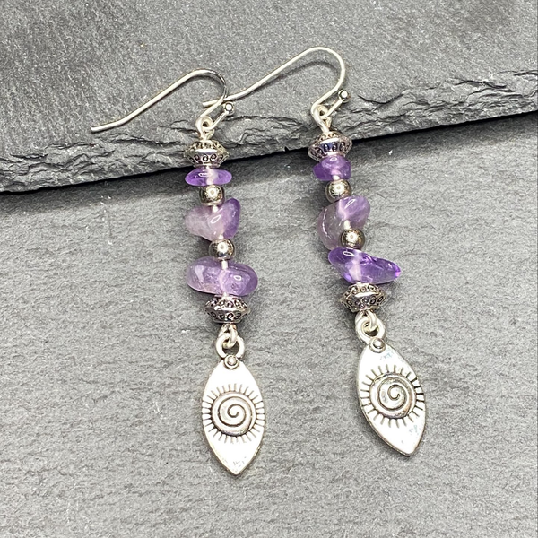 Amethyst Dangle Earrings GIft For Her, Mum, Girlfriend, Wife