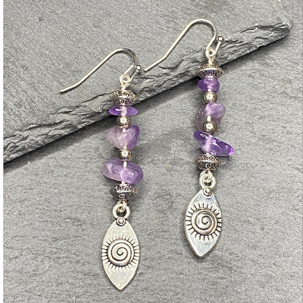 Amethyst Dangle Earrings GIft For Her, Mum, Girlfriend, Wife