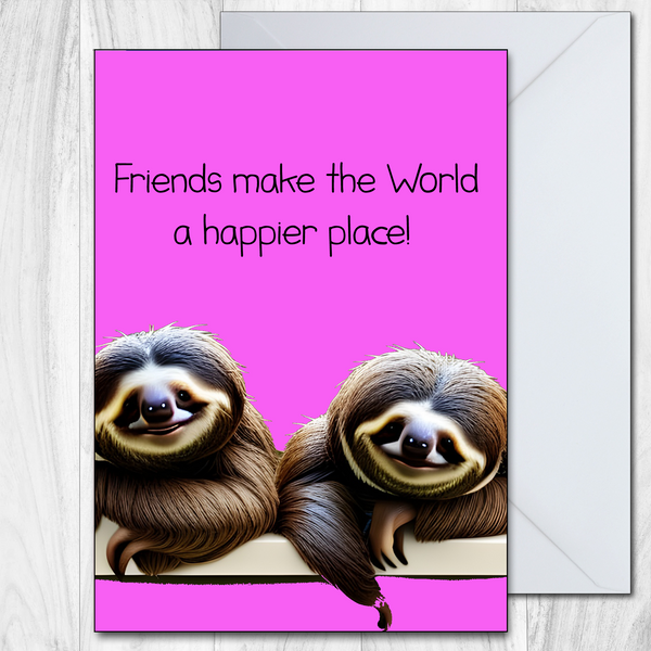 Best Friend Card Birthday Thank You Missing You Friendship Love Special Sloth