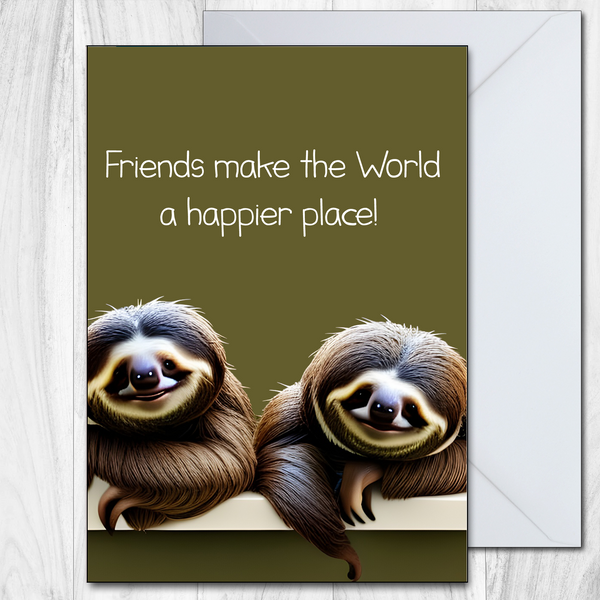 Best Friend Card Birthday Thank You Missing You Friendship Love Special Sloth