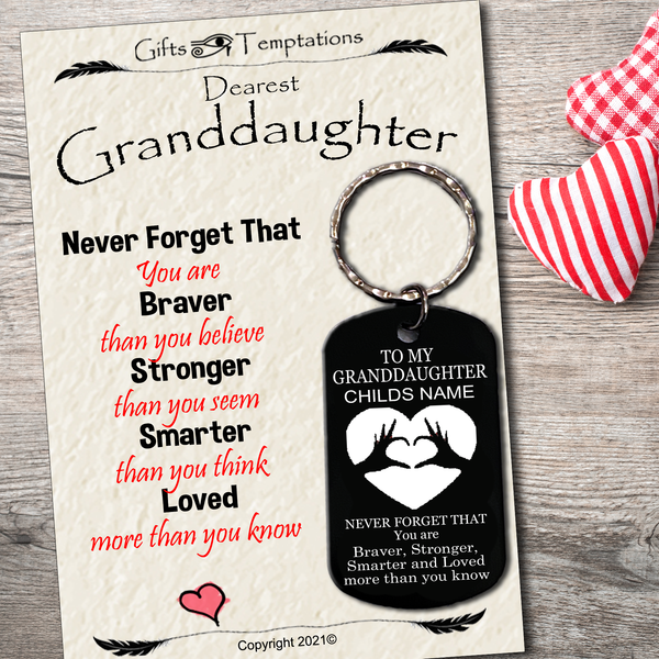 Brave Granddaughter Personalised Laser Engraved Keyring