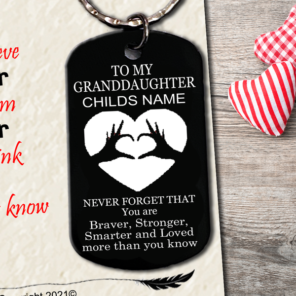 Brave Granddaughter Personalised Laser Engraved Keyring