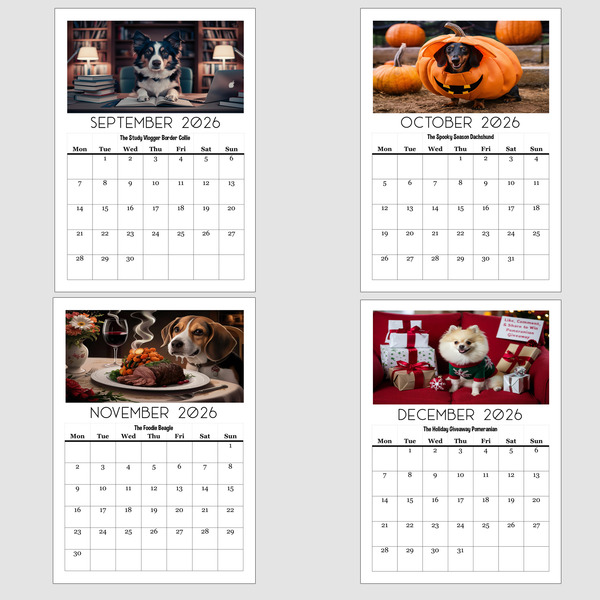 2026 Calendar, If Dogs Were Influencers, Every Month with an Influencing Dog, Dog Owners Calendar A4