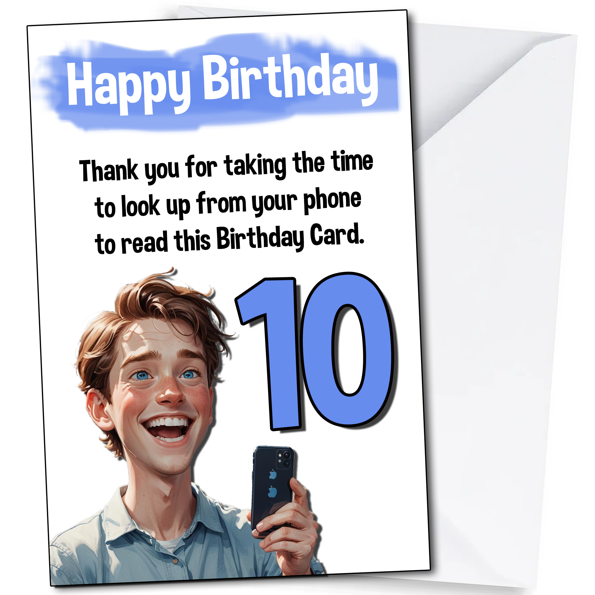 Funny 10th Birthday Card for Grandson Son Brother Boy Nephew Him 10 Years Old