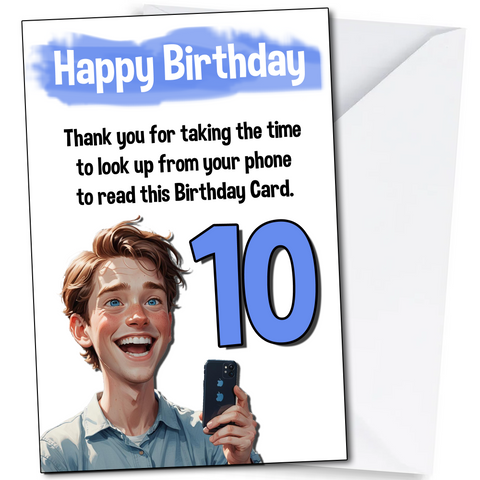 Funny 10th Birthday Card for Grandson Son Brother Boy Nephew Him 10 Years Old