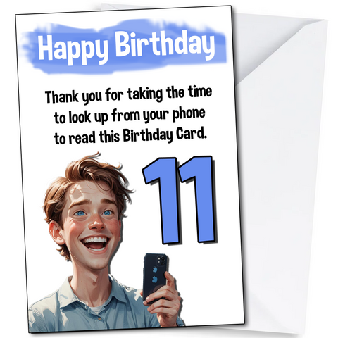 Funny 11th Birthday Card for Grandson Son Brother Boy Nephew Him 11 Years Old