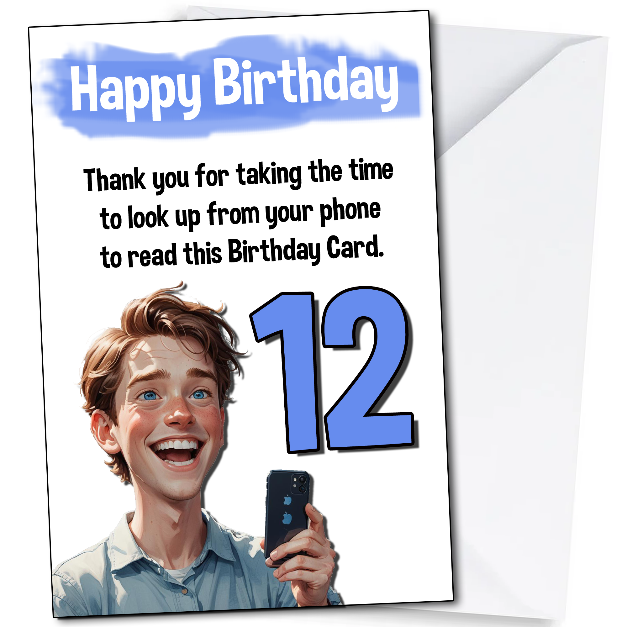 Funny 12th Birthday Card for Grandson Son Brother Boy Nephew Him 12 Years Old