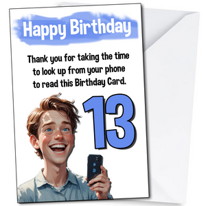 Funny 13th Birthday Card for Grandson Son Brother Boy Nephew Him 13 Years Old