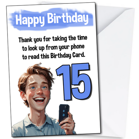 Funny 15th Birthday Card for Grandson Son Brother Boy Nephew Him 15 Years Old