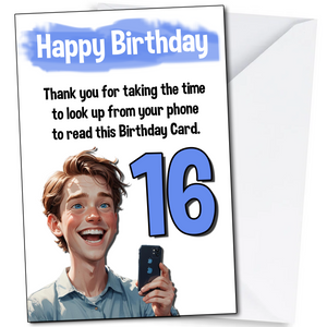 Funny 16th Birthday Card for Grandson Son Brother Boy Nephew Him 16 Years Old