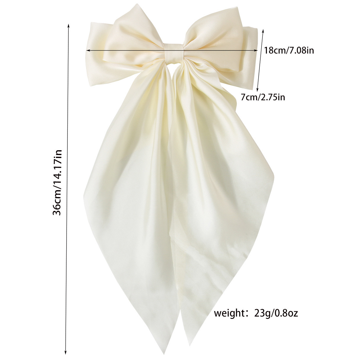 Ivory Bow Hair Clip Ribbon Bowknot Spring Clip Satin Barrettes