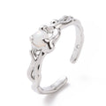 Open Cuff Ring Faux Moonstone Platinum Plated Ring