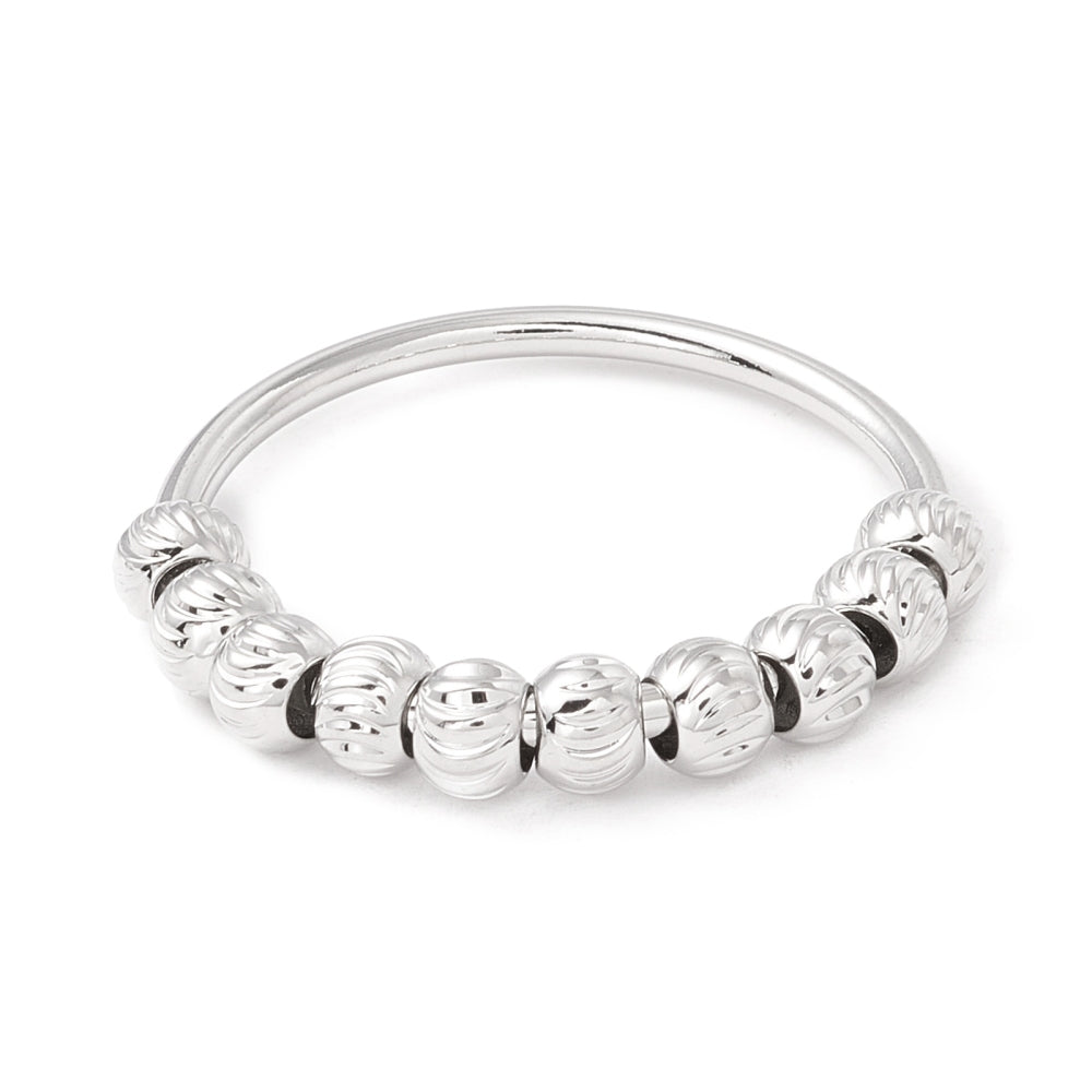 Platinum Plated Rotatable Ball Finger Spinner Ring