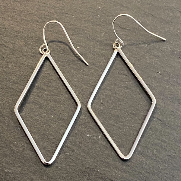 Platinum Plated Rhombus Dangle Earrings
