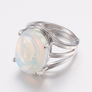 Celestial Opalite Wide Band Finger Rings - Adjustable