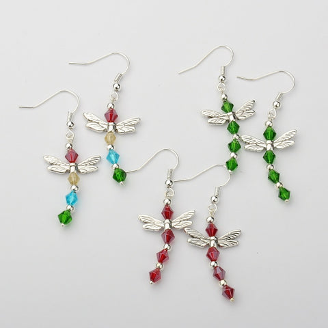 Handmade Glass Bead Dragon Fly Earrings