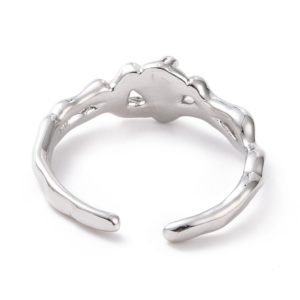 Open Cuff Ring Faux Moonstone Platinum Plated Ring