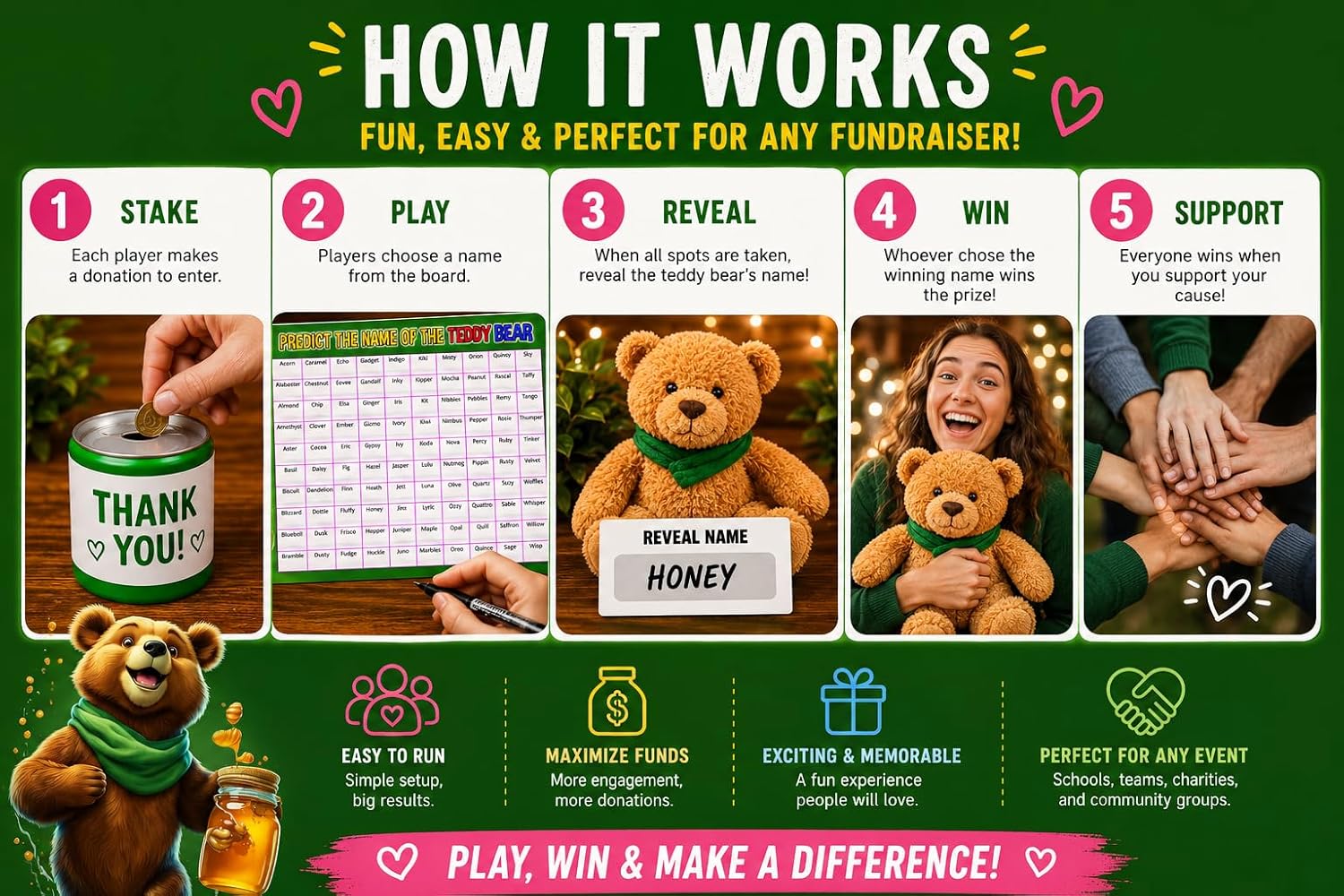 Teddy Bear Fundraising Scratch Card – Predict the Name