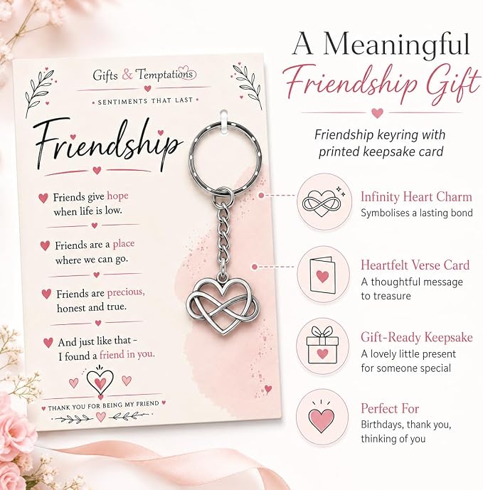 Friend Gifts for Women Girls – Friendship Keyring for Best Friend, Birthday Gift for Her, Graduation Present, Christmas Gift for Teen Girls, Ladies Key Chain