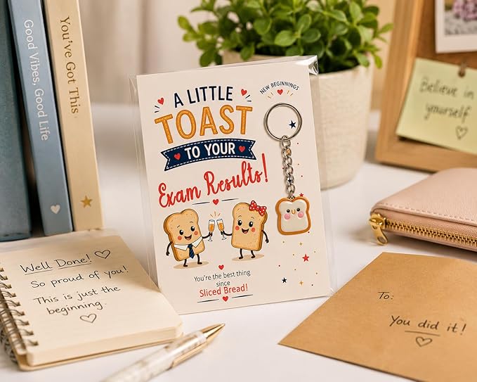 Toast Exam Results Keyring Gift – GCSE & A Level Congratulations