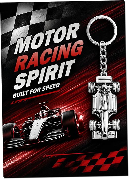 Racing Car Keyring Gift for Men & Women – Metal Car Keychain Accessory for Car Lovers, Motorsport Fans and Racing Enthusiasts