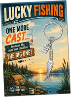 Fishing Keyring for Men, Lucky Fish Charm with Good Luck Tag