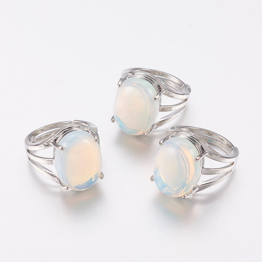 Celestial Opalite Wide Band Finger Rings - Adjustable