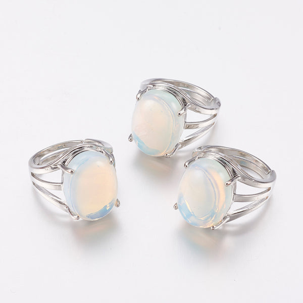 Celestial Opalite Wide Band Finger Rings - Adjustable