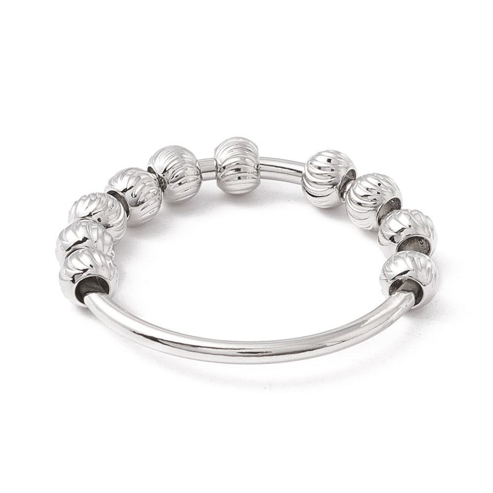 Platinum Plated Rotatable Ball Finger Spinner Ring