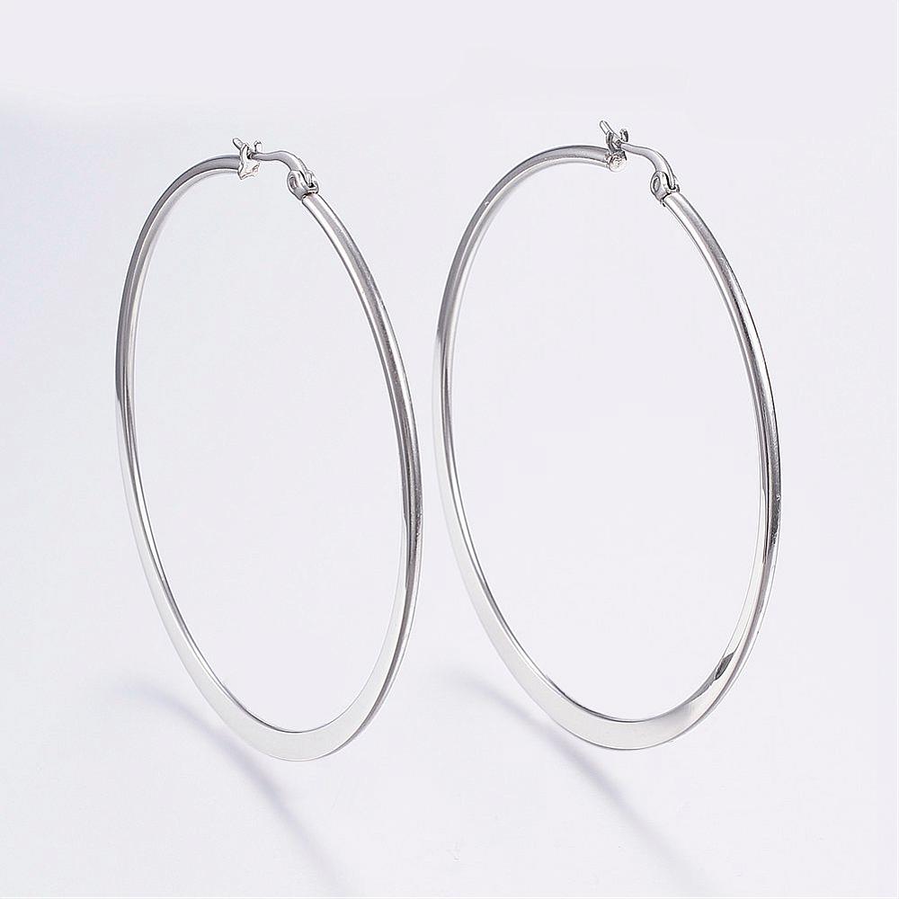 Big Hoop Earrings Hypoallergenic Earrings Flat Ring Shape
