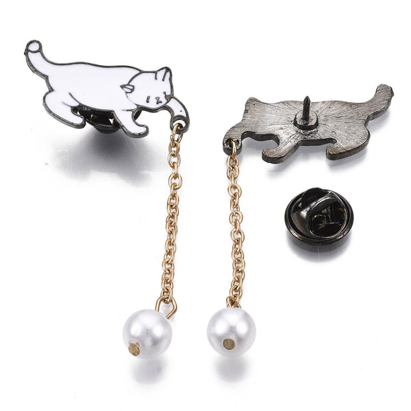 Cat Playing with a Ball Brooch