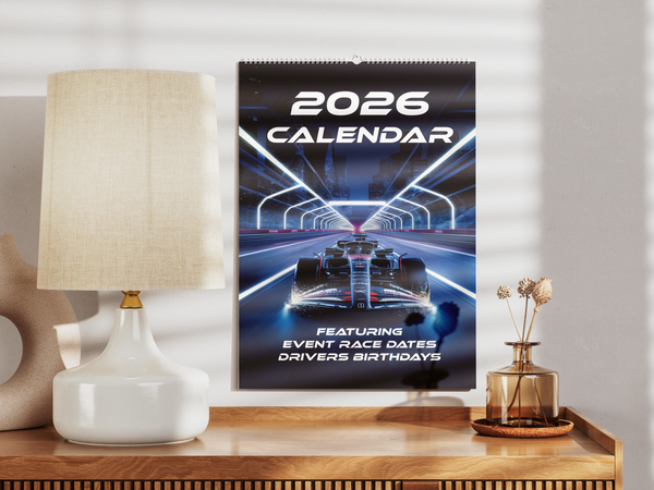 2026 Calendar Formula Racing Motorsports Events Dates, Driver Birthdays, A4 Size