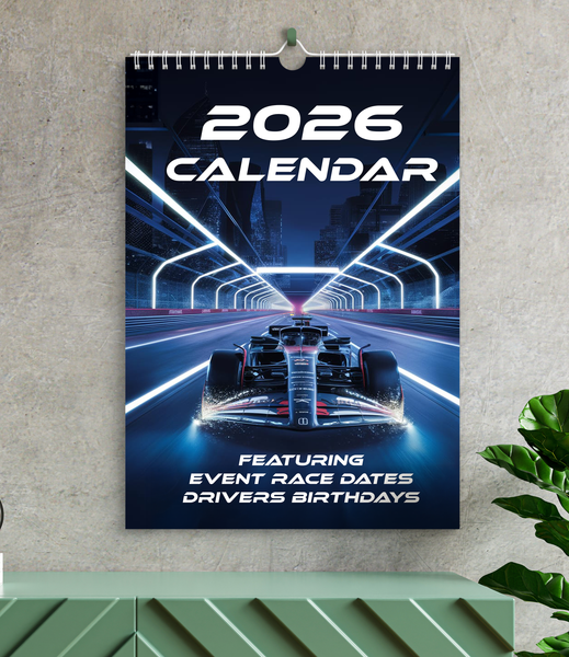 2026 Calendar Formula Racing Motorsports Events Dates, Driver Birthdays, A4 Size