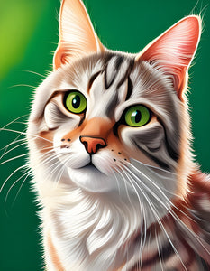 Tabby cat with stunning green eyes unique gift print