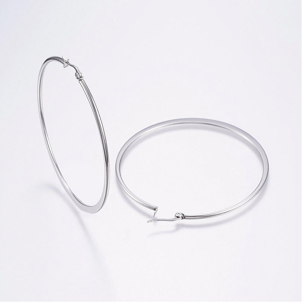 Big Hoop Earrings Hypoallergenic Earrings Flat Ring Shape