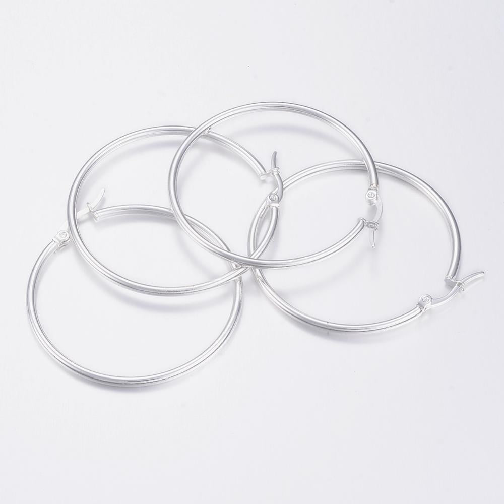 Big Hoop Earrings, Hypoallergenic Earrings,Stainless Steel Silver
