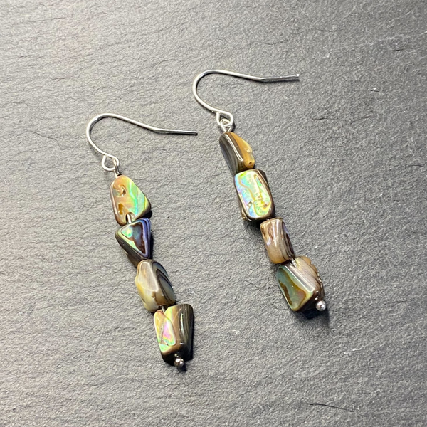 Natural Paua Shell Dangle Earrings