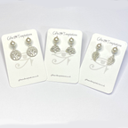 Shell Pearl Ball Stud Earring Tree of Life, Tibetan Leaf or Infinity Heart