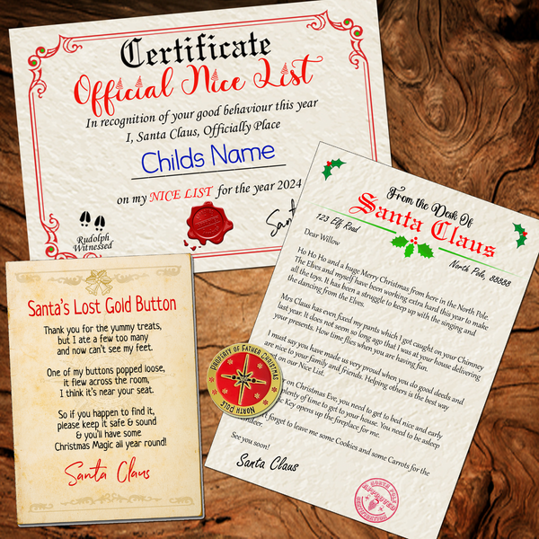 Personalised Christmas Nice List Certificate and Letters 2025