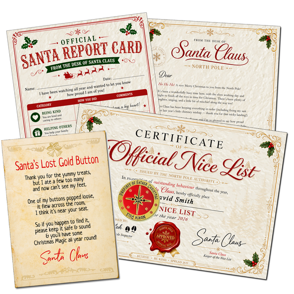 Personalised Christmas Nice List Certificate and Letters 2026
