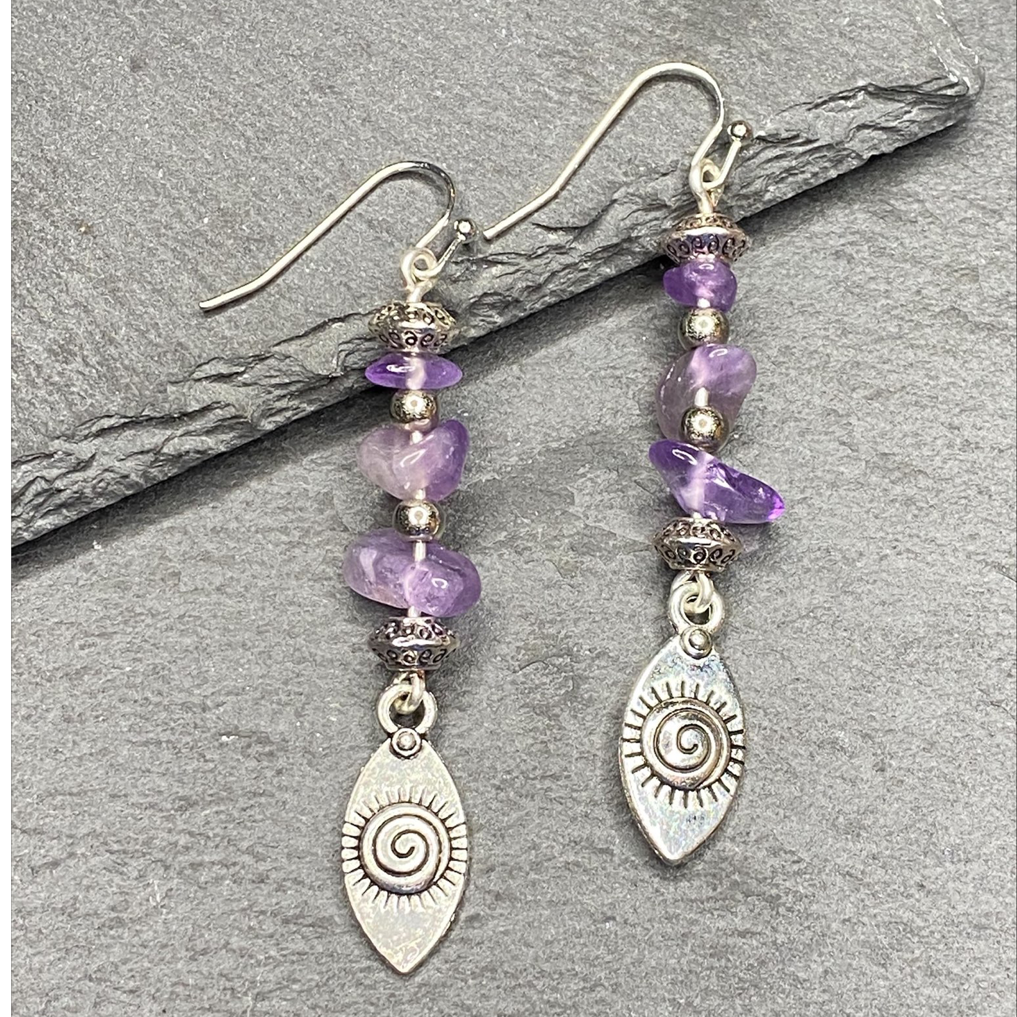 Amethyst Dangle Earrings GIft For Her, Mum, Girlfriend, Wife