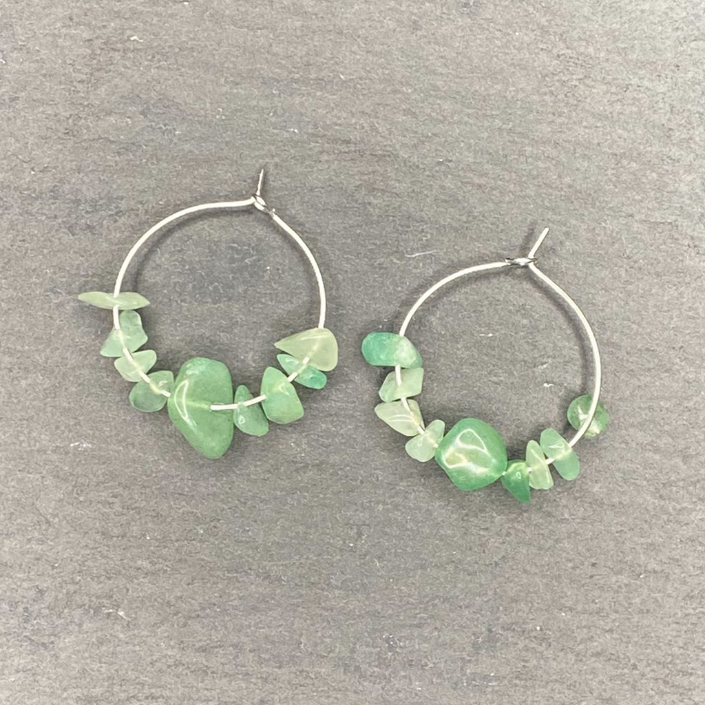 Natural Green Aventurine Hoops For Mum, Daughters, Sisters, Friends.