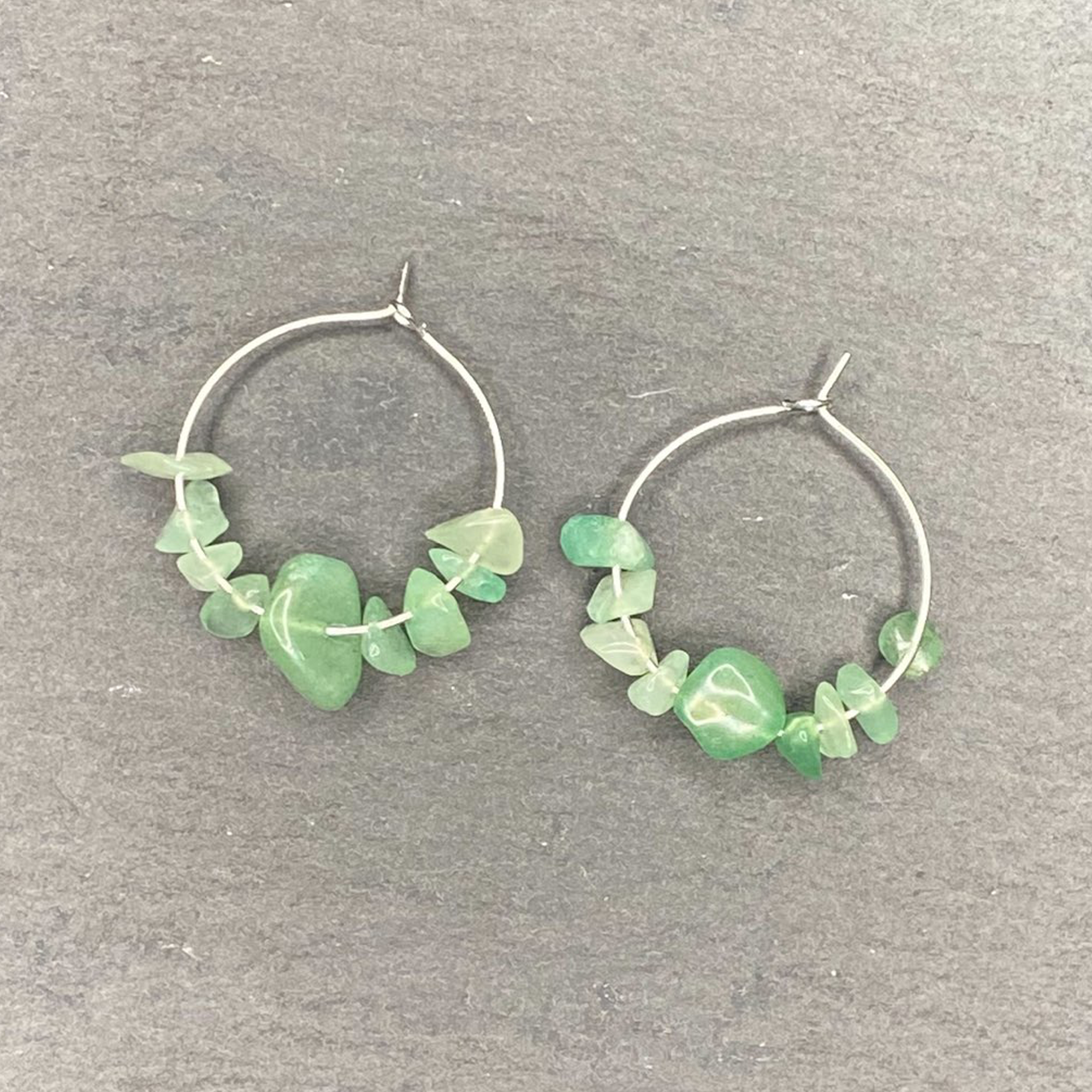 Natural Green Aventurine Hoops For Mum, Daughters, Sisters, Friends.