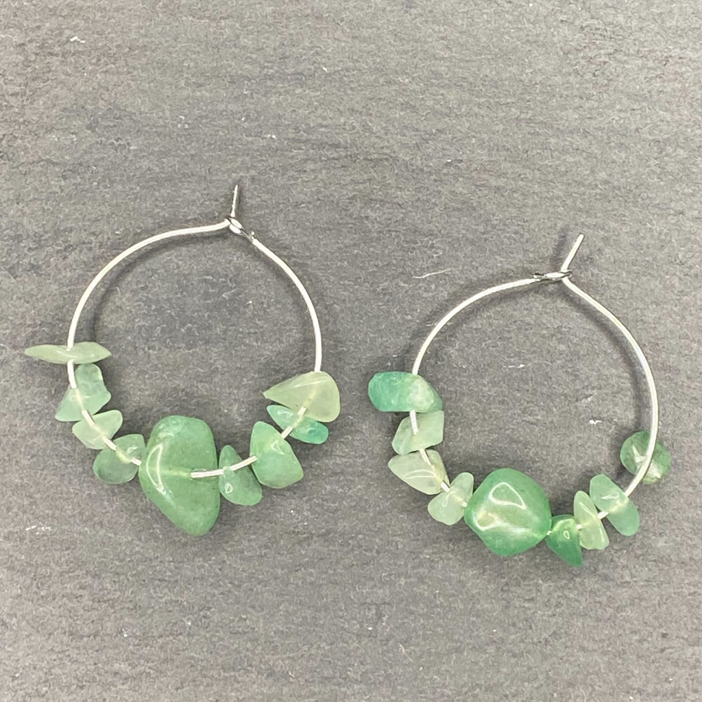 Natural Green Aventurine Hoops For Mum, Daughters, Sisters, Friends.