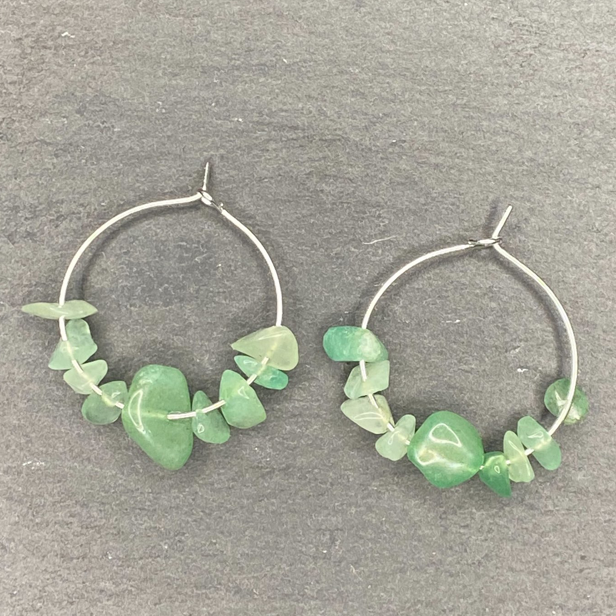 Natural Green Aventurine Hoops For Mum, Daughters, Sisters, Friends.