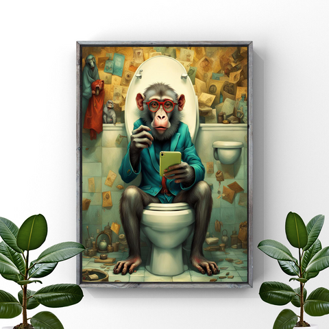 Baboon Business: Quirky Bathroom Wall Art Decor Print