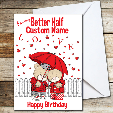 To My Darling Wife Personalised Endearing A5 Birthday Card for Her Wife Better Half