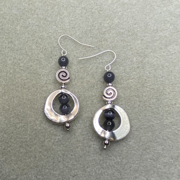 Black Cat Eye Dangle Earrings and or Necklace