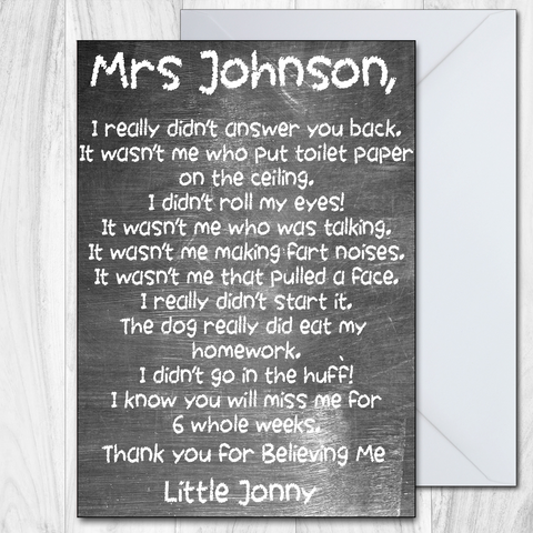 Personalised Teacher Thank You Gift For Teacher from Naughty Pupil