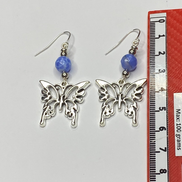 Cornflower Blue Butterfly Dangle Earrings